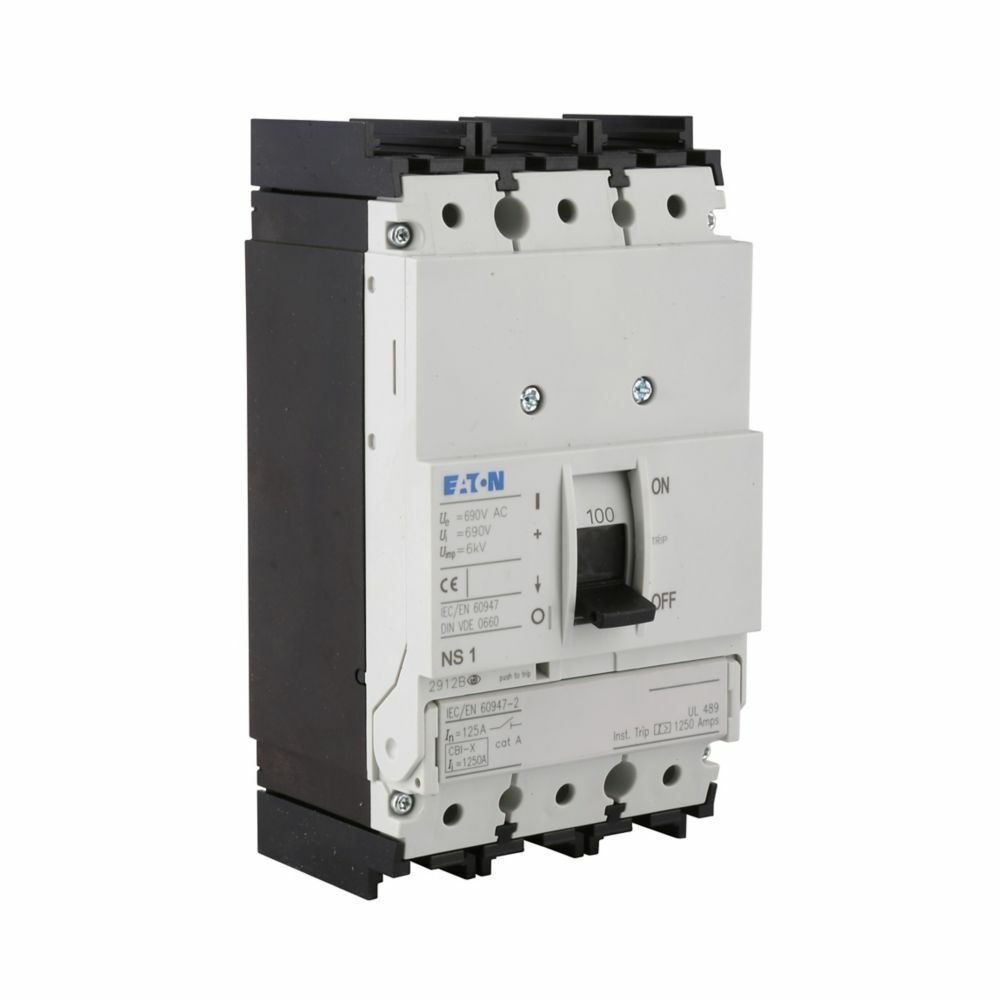 NS1-100-NA NZM Molded Case Circuit Breaker, 600 V AC, 100 A, 50 kA Interrupt, 3 Poles