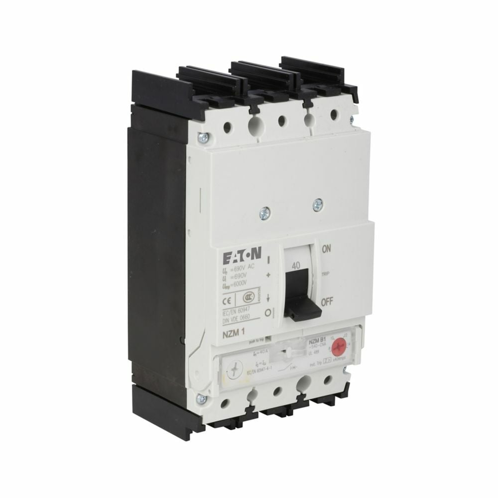 NZMB1-AF25-NA Type NZM1 Molded Case Circuit Breaker, 480 V AC, 25 A, 25 kA Interrupt, 3 Poles, Thermal Magnetic Trip