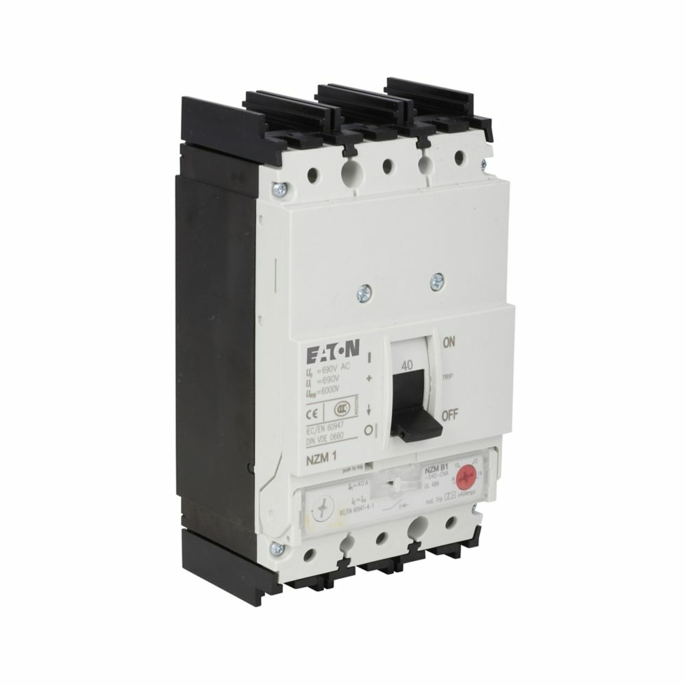 NZMB1-AF50-NA Type NZM1 Molded Case Circuit Breaker, 480 V AC, 50 A, 25 kA Interrupt, 3 Poles, Thermal Magnetic Trip