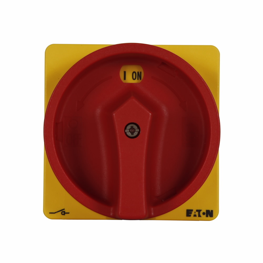 P3-100/EA/SVB Circuit Interrupter Rotary Disconnect Switch With Red Rotary Handle and Yellow Locking Ring, 600/690 V AC, 100 A, 75 hp, 3 Poles