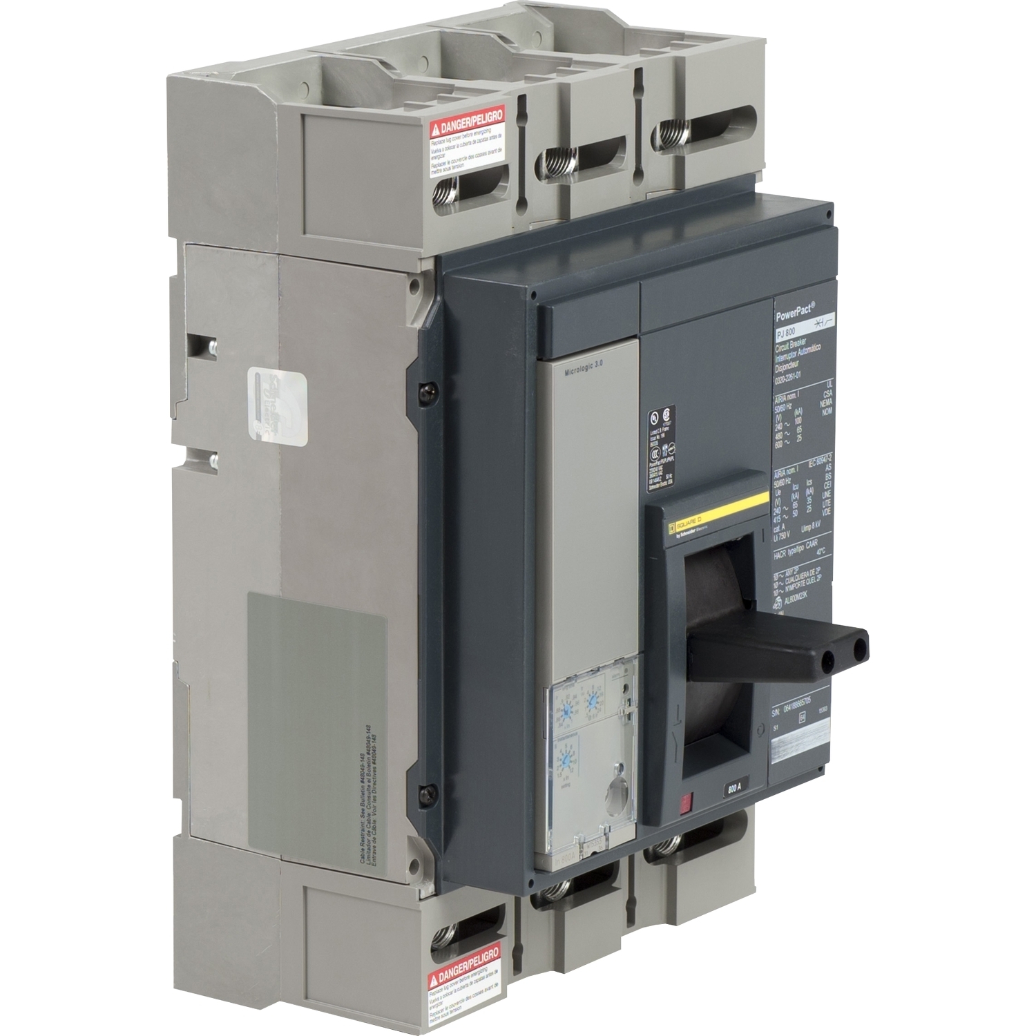 PGL36060U33A PowerPact MasterPact Type PGL Molded Case Circuit Breaker, 600 V AC, 600 A, 65/35/18 kA Interrupt, 3 Poles, Electronic Trip