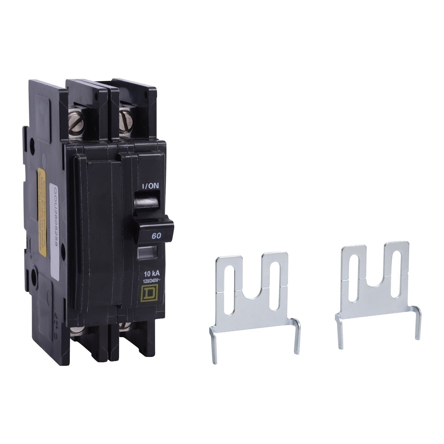QOU2605258 Type QOU Miniature Circuit Breaker, 120/240 VAC, 48 VDC, 60 A, 10 kA at 120/240 VAC, 5 kA at 48 VDC Interrupt, 2 Poles, Thermal Magnetic Trip