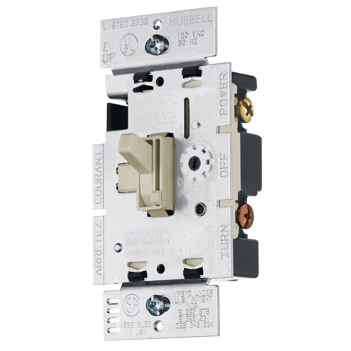 RAYCL153PI 3-Way Standard Dimmer Switch, 120 V AC, 12.5 A, 1 Poles, On/Off Operation, Ivory