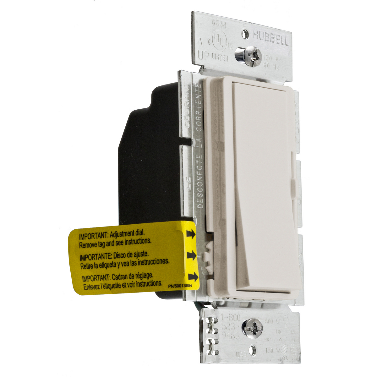 RDVCL153PLA Standard Dimmer Switch, 120 V AC, 1.25 A, 1 Poles, On/Off Operation, Light Almond