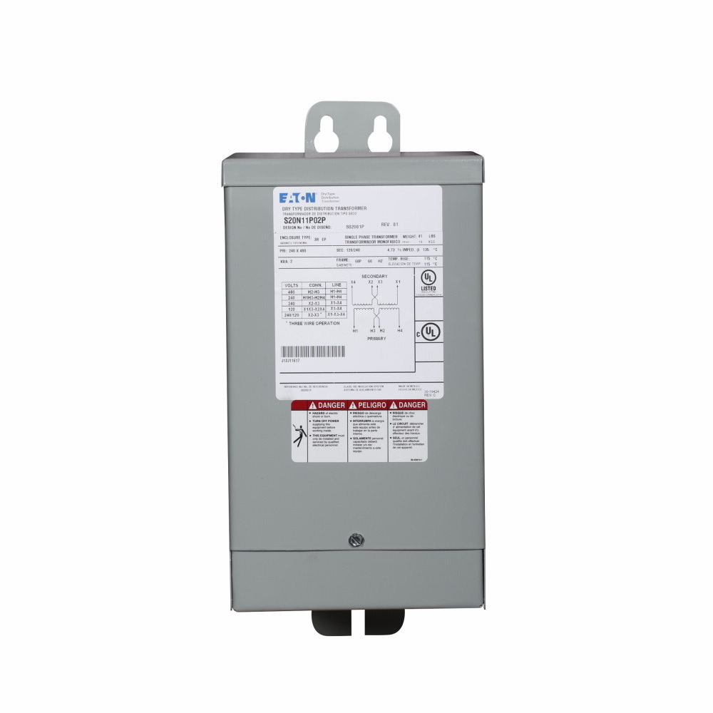 S10N04P76P Type EP Dry Encapsulated Distribution Transformer, 120/240 V AC Primary, 12/24 VAC Secondary, 0.75 kVA Power Rating, 60 Hz, 1 Phase