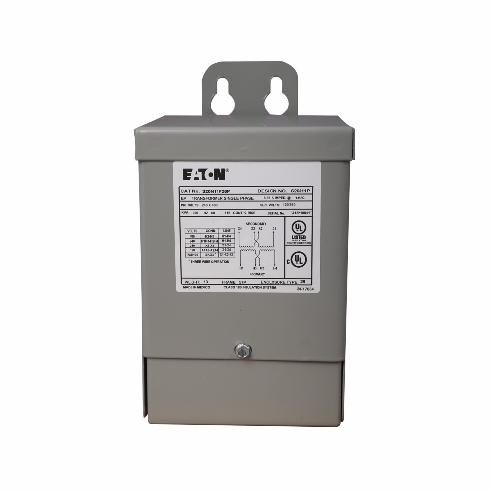 S10N06P51P Type EP Encapsulated Distribution Transformer, 120/240 V AC Primary, 16/32 VAC Secondary, 0.5 kVA Power Rating, 60 Hz, 1 Phase