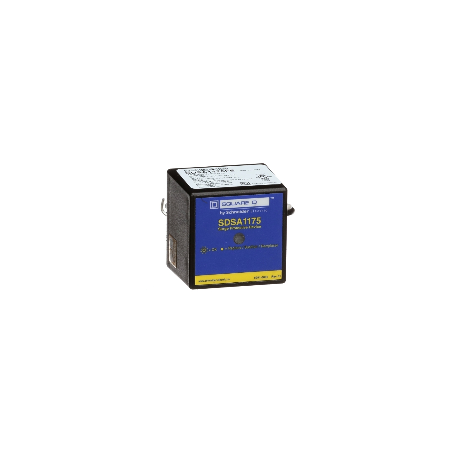 SDSA1175FE Type 1 Surge Protective Device, 120/240 V AC, 50/60 Hz, 1 Poles, 25 kA SCCR, 1 Phase