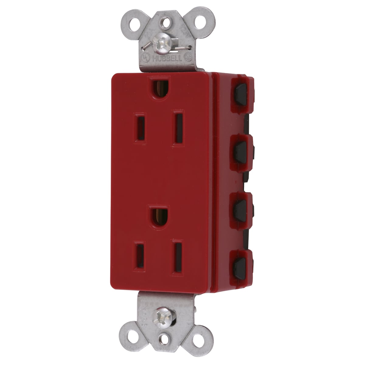 QUICKConnect SNAP2152RA 1-Phase Decorator Duplex Extra Heavy Duty Standard Straight Blade Receptacle, 125 VAC, 15 A, 2 Poles, 3 Wires, Red
