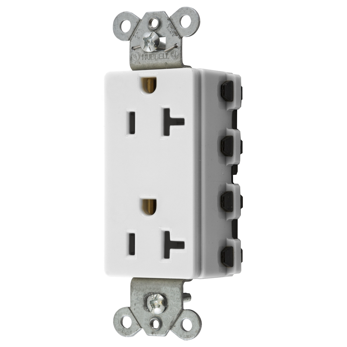 SNAP2162WA 1-Phase Decorator Duplex Extra Heavy Duty Grounding Standard Screw Mount Straight Blade Receptacle, 125 V AC, 20 A, 2 Poles, 3 Wires, White