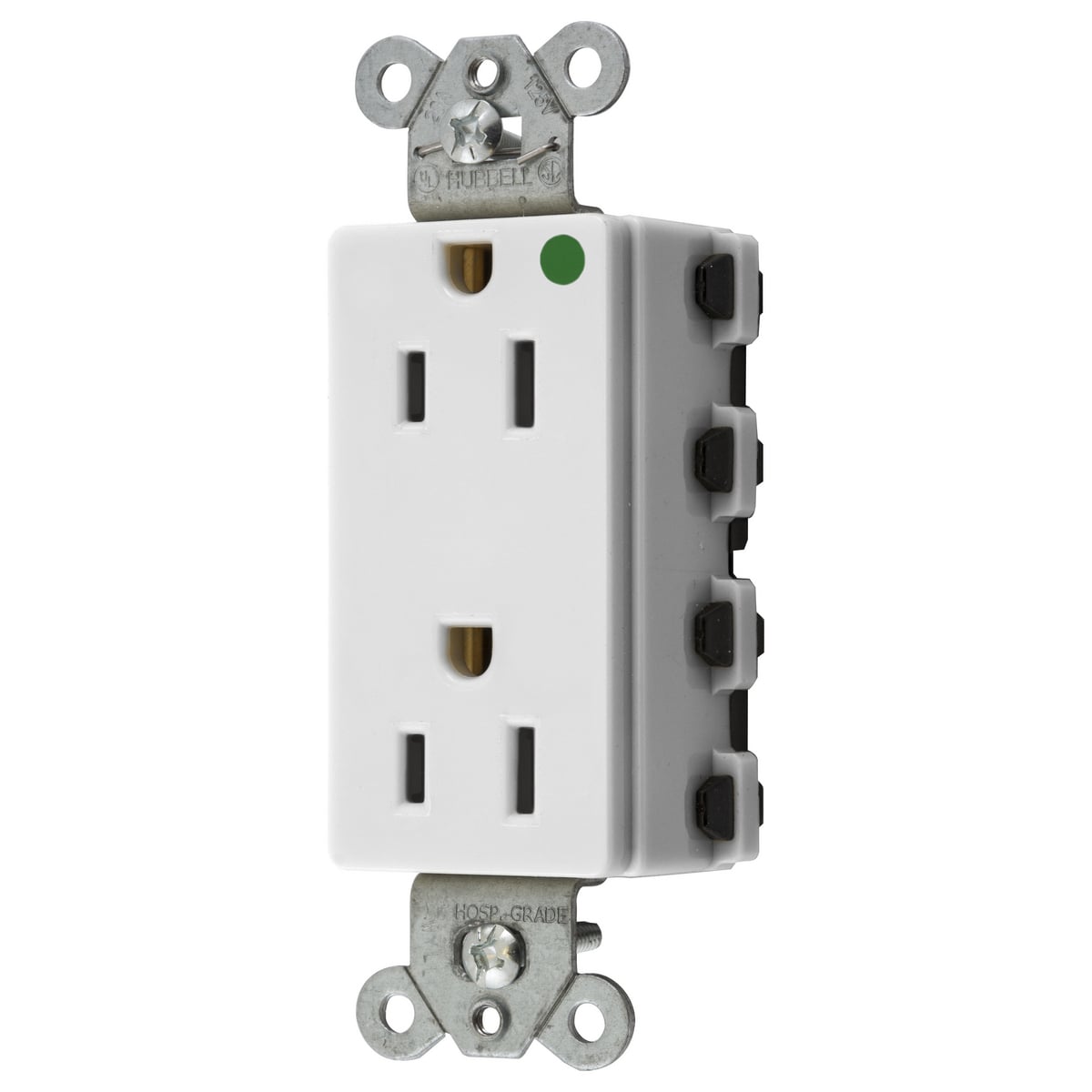 QUICKConnect SNAP2172WA 1-Phase Decorator Duplex Extra Heavy Duty Standard Straight Blade Receptacle, 125 V AC, 15 A, 2 Poles, 3 Wires, White
