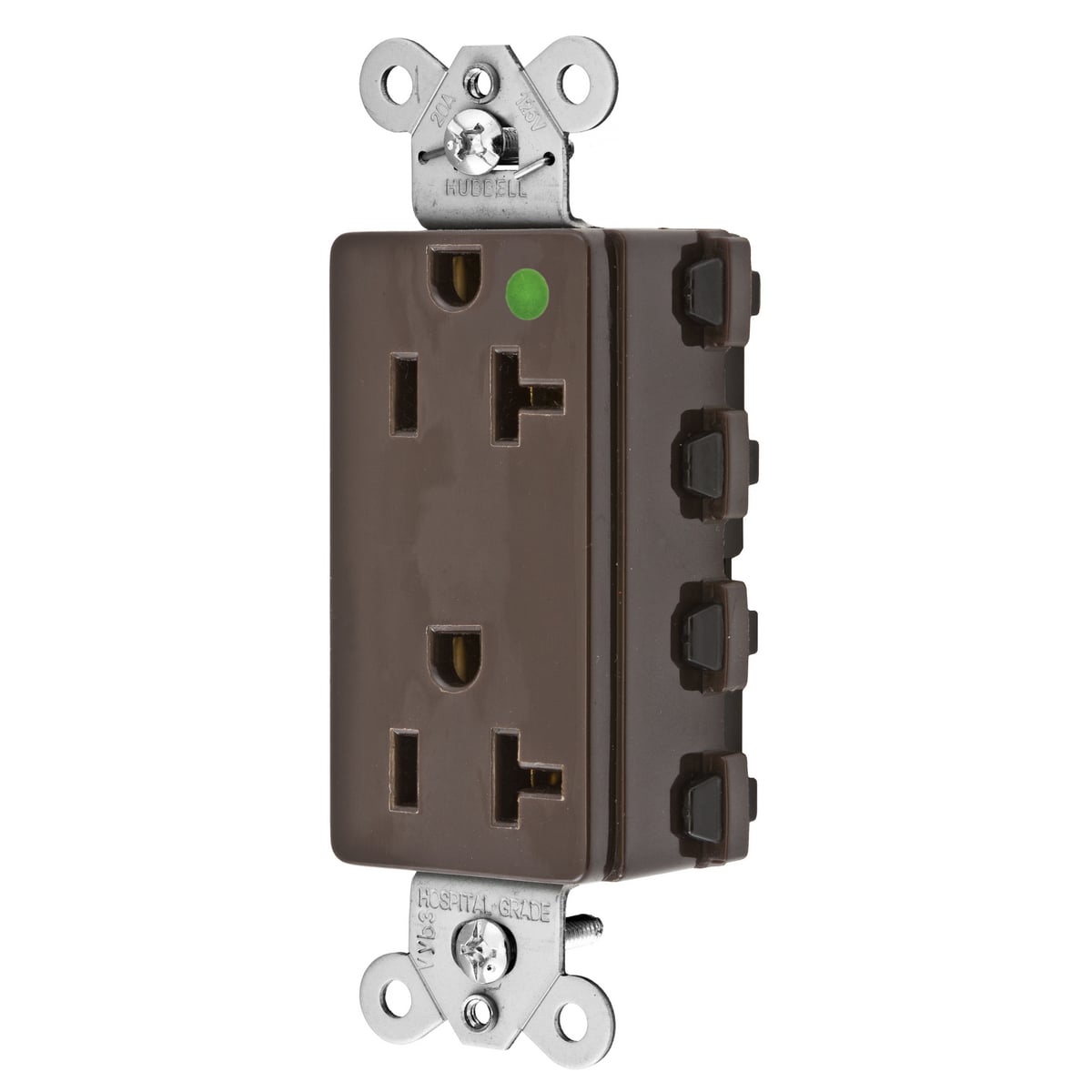 QUICKConnect SNAP2182A 1-Phase Decorator Duplex Extra Heavy Duty Standard Straight Blade Receptacle, 125 VAC, 20 A, 2 Poles, 3 Wires, Brown
