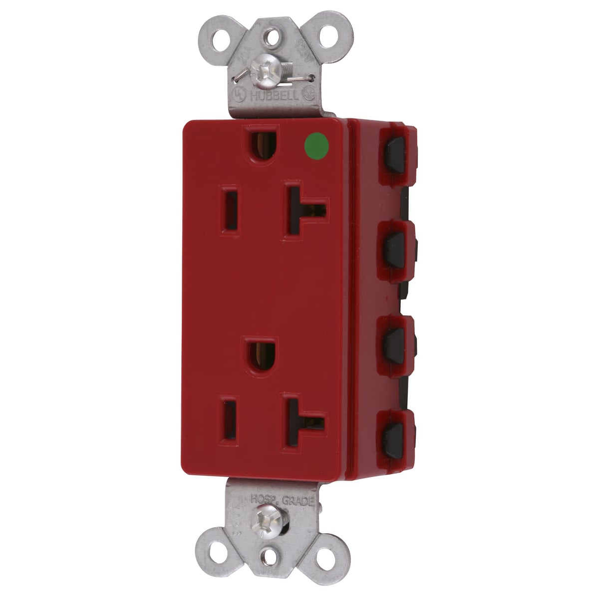 SNAP2182RA 1-Phase Decorator Duplex Extra Heavy Duty Grounding Standard Screw Mount Straight Blade Receptacle, 125 V AC, 20 A, 2 Poles, 3 Wires, Red