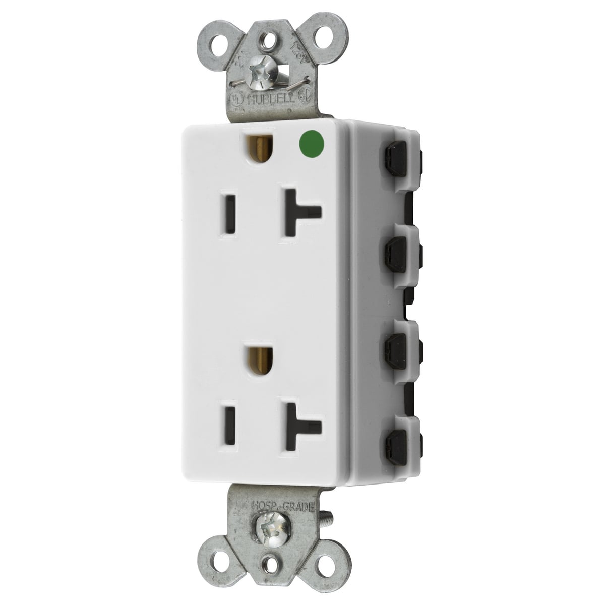 SNAP2182WA 1-Phase Decorator Duplex Extra Heavy Duty Standard Screw Mount Straight Blade Receptacle, 125 V AC, 20 A, 2 Poles, 3 Wires, White