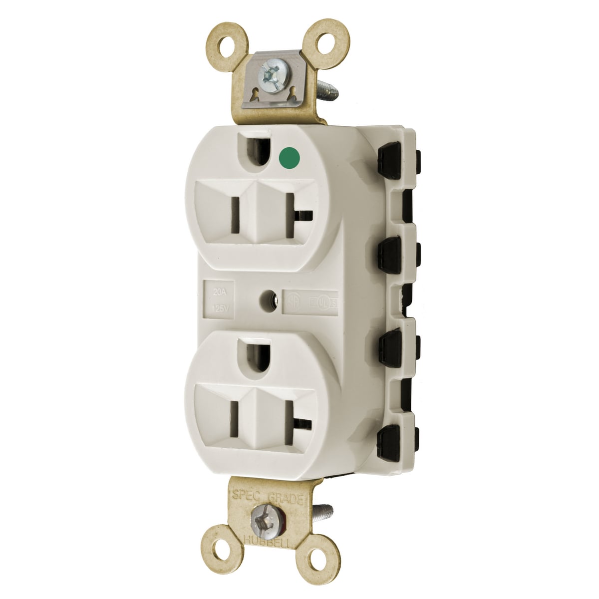 SNAP8300LAA 1-Phase Duplex Extra Heavy Duty Grounding Standard Traditional Screw Mount Straight Blade Receptacle, 125 VAC, 20 A, 2 Poles, 3 Wires, Light Almond