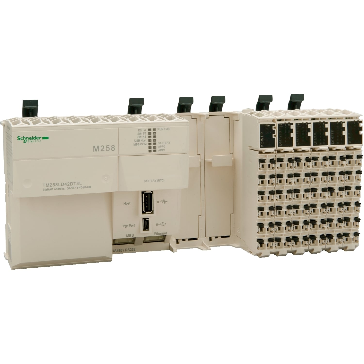 TM258LD42DT4L Modicon Logic Controller, 20.4 to 28.8 VAC, 24 VDC, 4 mA, 4 Inputs, 16 Outputs