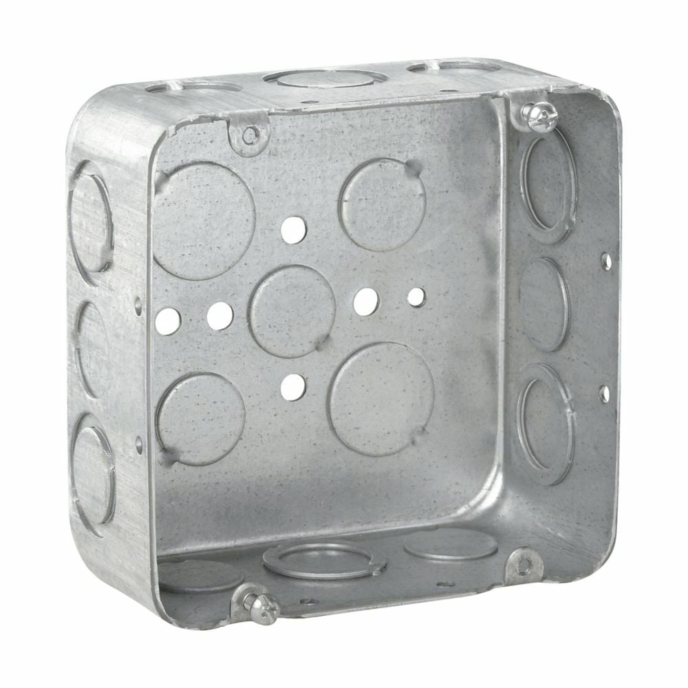 TP563PF TP Series Drawn Outlet Box, Steel, 42 cu-in Capacity, 4-11/16 in H x 4-11/16 in W x 2-1/8 in D
