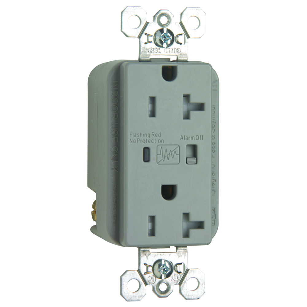 TR5362GRYSP 20 Amp 125V Extra Heavy Duty Surge Protective Duplex Receptacle, Gray