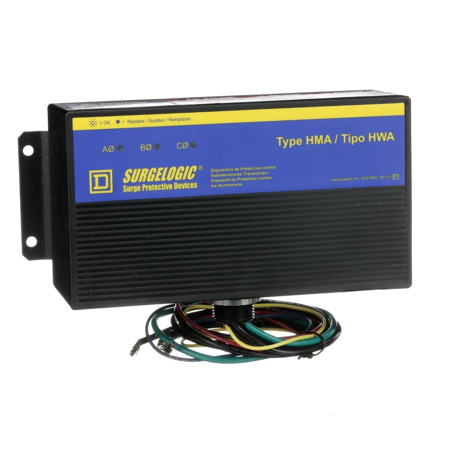 TVS5HWA10X Surgelogic Type HWA Non-Metallic Surge Protective Device, 480 Delta V AC, 50/60 Hz, 1 Poles, 200 kA SCCR, 3 Phase