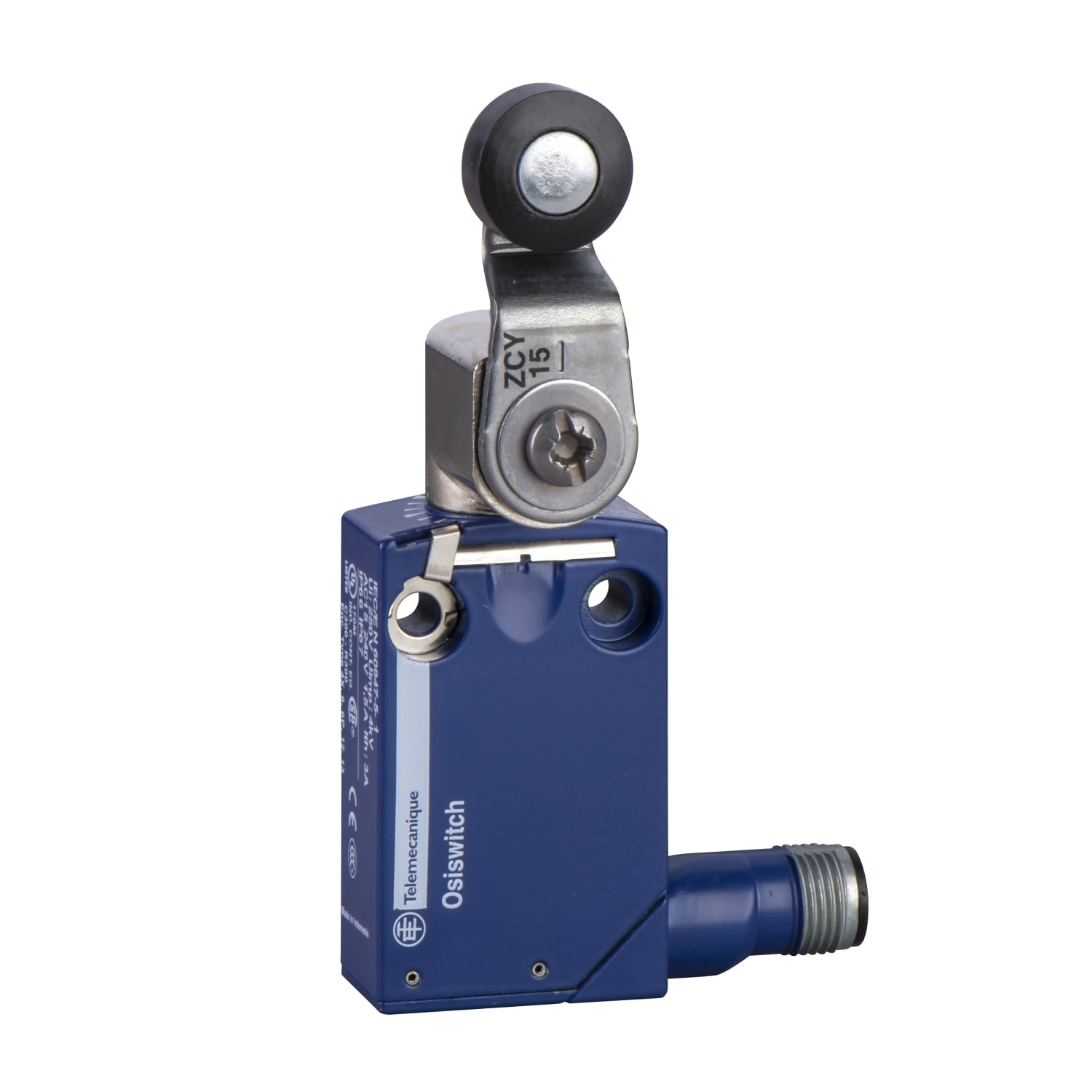 XCMD2115M12 OsiSense Heavy Duty Miniature Modular Standard Limit Switch, 240 V AC, 1.5 A, Spring Return Roller Lever Actuator, 1CO Contact, 1 Poles