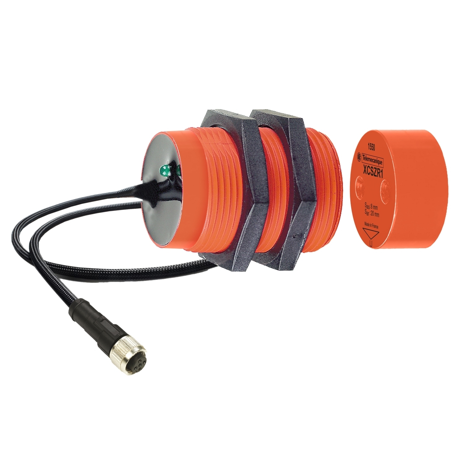 XCSDMR791L01M12 Preventa 1-Direction 2-Pole Safety Interlock Switch, Coded Magnetic Actuator, 100 mA at 24 V DC Contact, 2NC Contact, Rhodium Contact