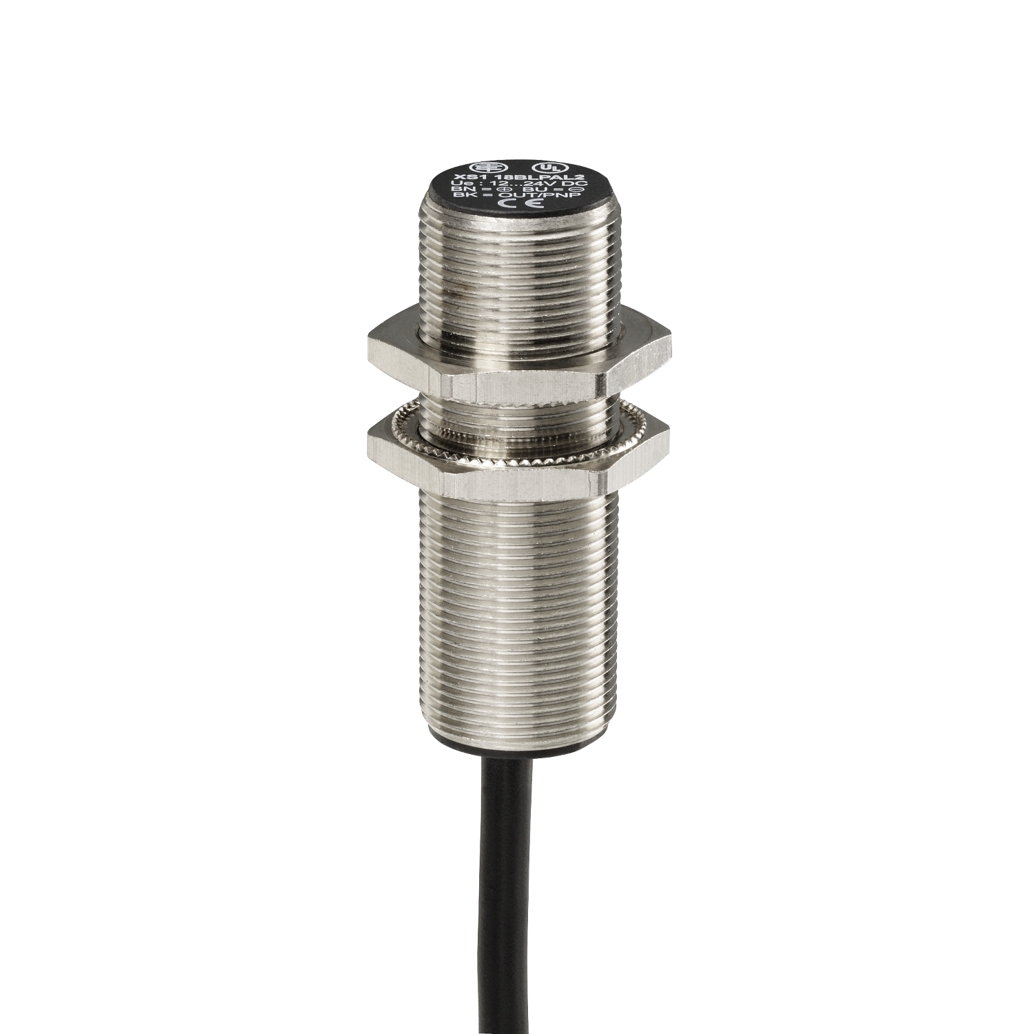 XS518BLPAL2 OsiSense XS5 Series Cylindrical Fixed Form Proximity Sensor, Inductive, PNP/Discrete Output, 1NO Contact, 12 to 48 V DC