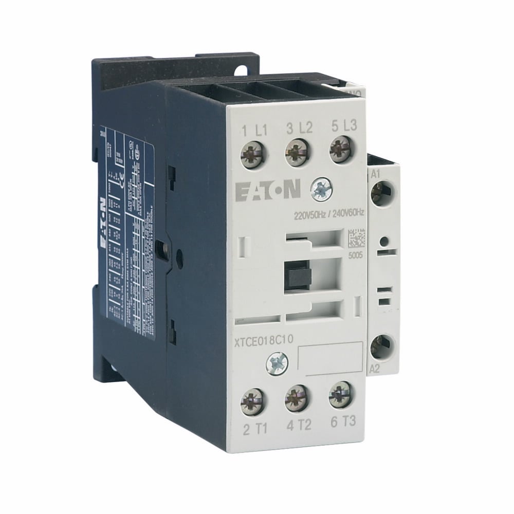 XTCE018C10A Full Voltage Non-Reversing IEC Contactor, 110/120 V AC V Coil, 18 A, 1NO Contact, 3 Poles