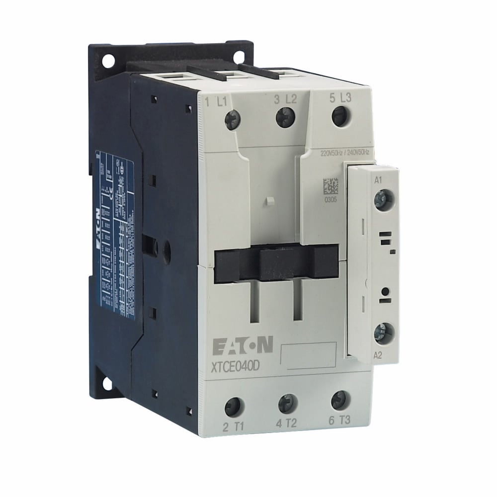 XTCE040D00B D-Frame Full Voltage Non-Reversing IEC Contactor, 220 V AC at 50 Hz, 240 V AC at 60 HZ V Coil, 40 A, 3 Poles