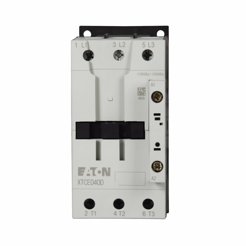 XTCE040D00T Full Voltage Non-Reversing IEC Contactor, 24 V AC V Coil, 40 A, 0NO-0NC Contact, 3 Poles