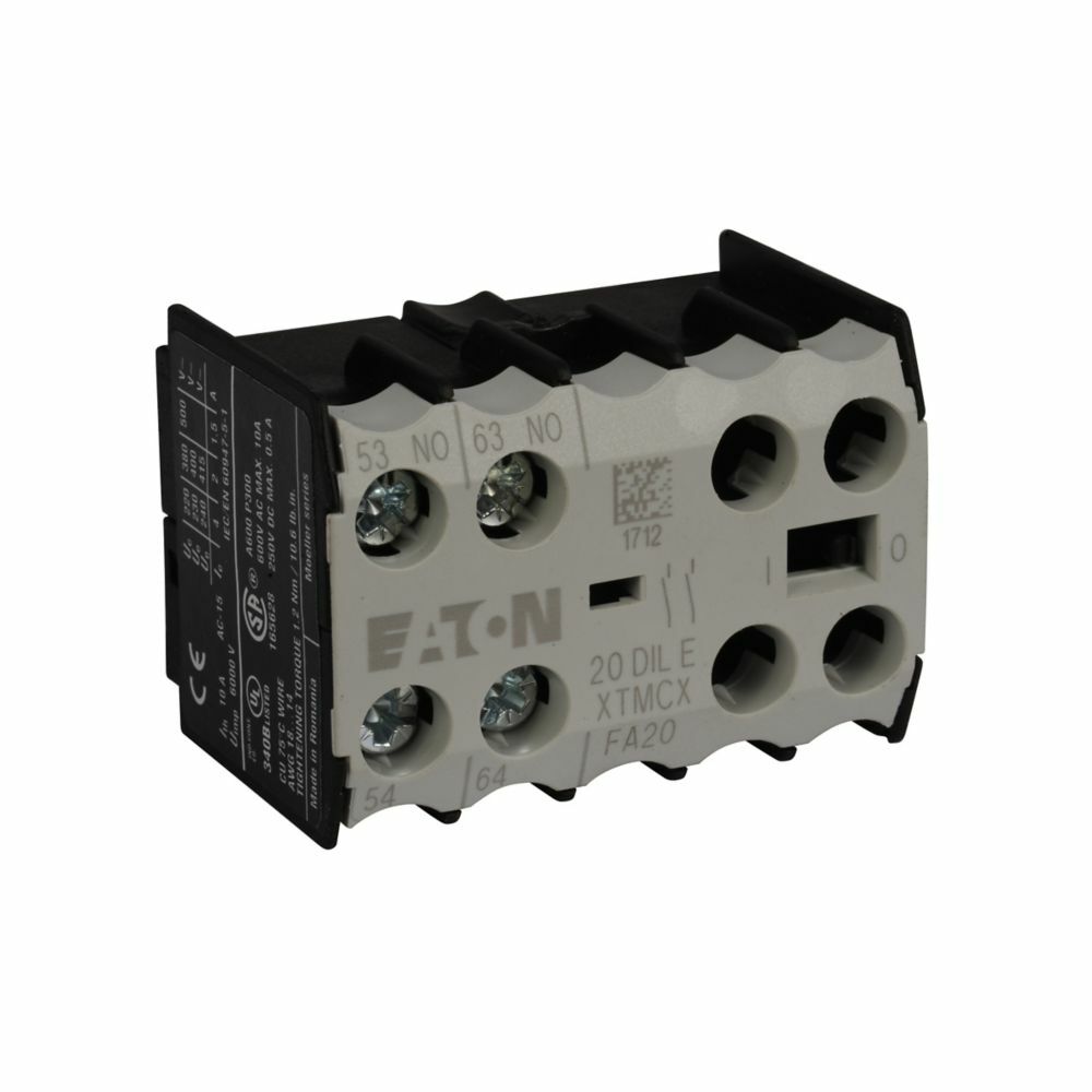XTMCXFA20 2-Pole Auxiliary Contact With Screw Terminal, 600 V AC, 1.5 to 10 A, 2 Contacts