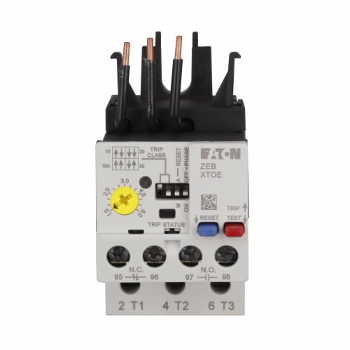 XTOE1P6BCS Class 10/20/30 Electronic Overload Relay, 0.33 to 1.65 A, 1NO-1NC 1 Form A/1 Form B Contact, 600 VAC, 12 VDC V Coil