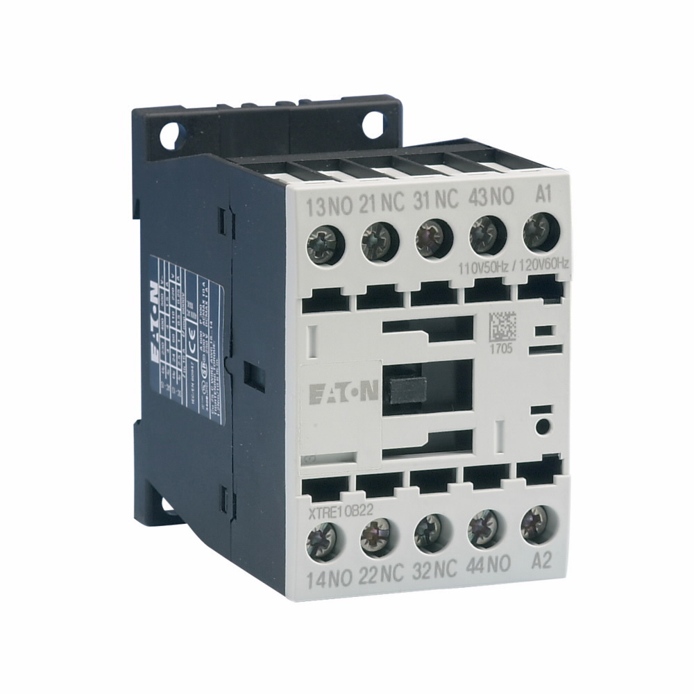 XTRE10B22A Standard IEC Control Relay, 10 A, 10 Pin, 2NO-2NC 2 Form A/2 Form B Contact, 110/120 VAC V Coil