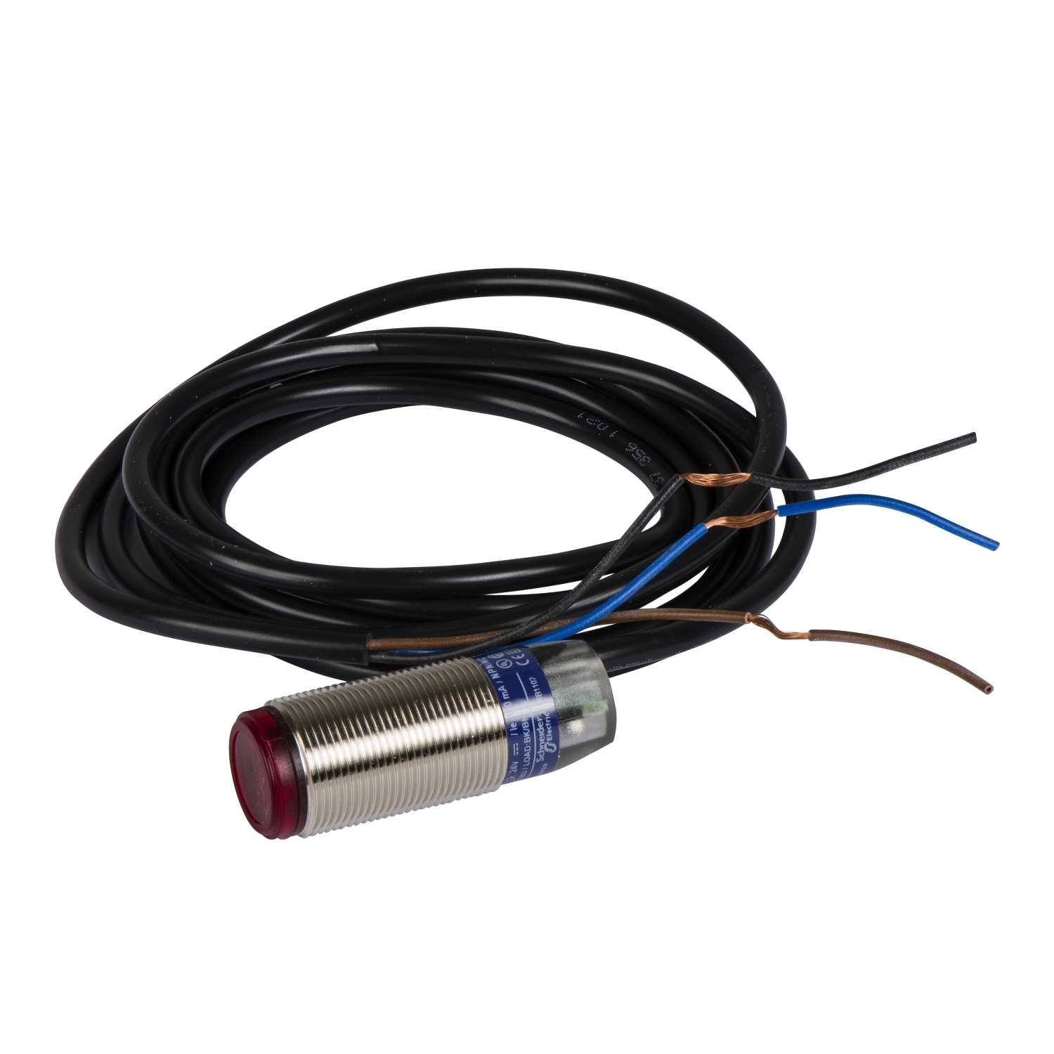 XUB2BPANL2R OsiSense XU 3-Wire Axial Photoelectric Sensor, M18 Cylindrical Shape, 20 m, Infrared Sensing Beam, 1 ms Response, PNP 1NO Output