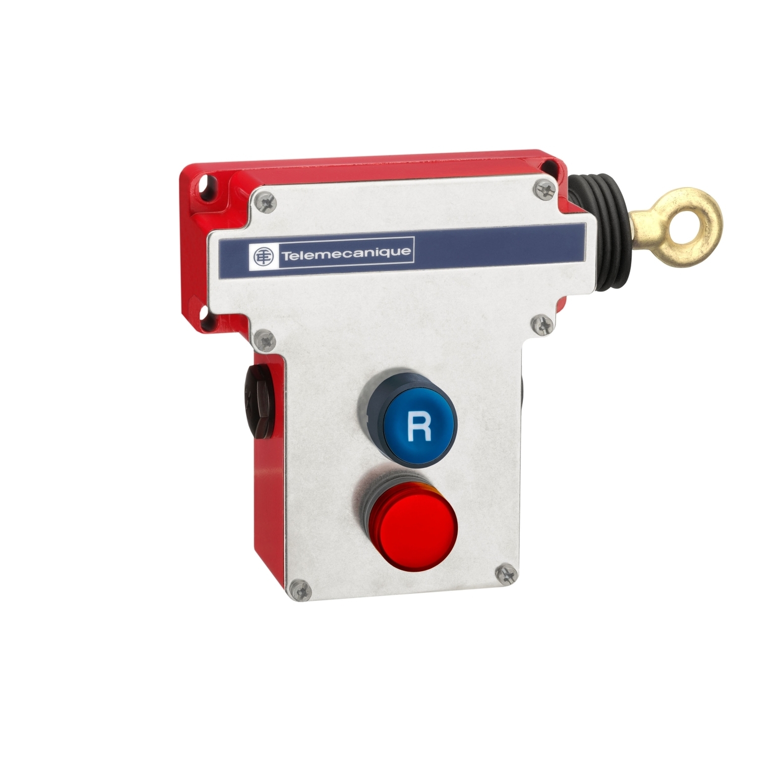 XY2CE1A196H7 Preventa XY2-CE Latching Emergency Stop Rope Pull Switch, 300 V AC, 10 A, 2 Poles, 1NO-1NC Contact