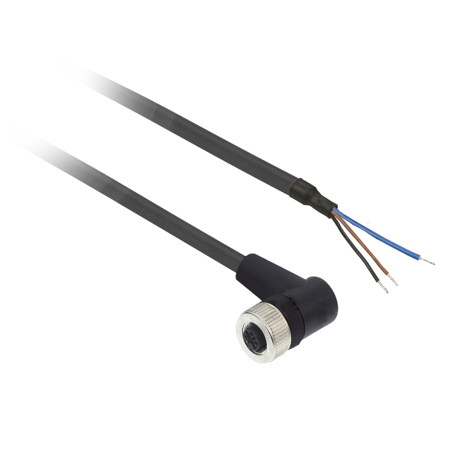 XZCP1340L5 OsiSense XZ High Performance Screw-On Pre-Wired Connector With (2) PNP LED Indicator, 10 to 30 V DC, 3-Pin M12 Jack End Connection, 5 m L, 0.34 sq-mm Conductor, PUR
