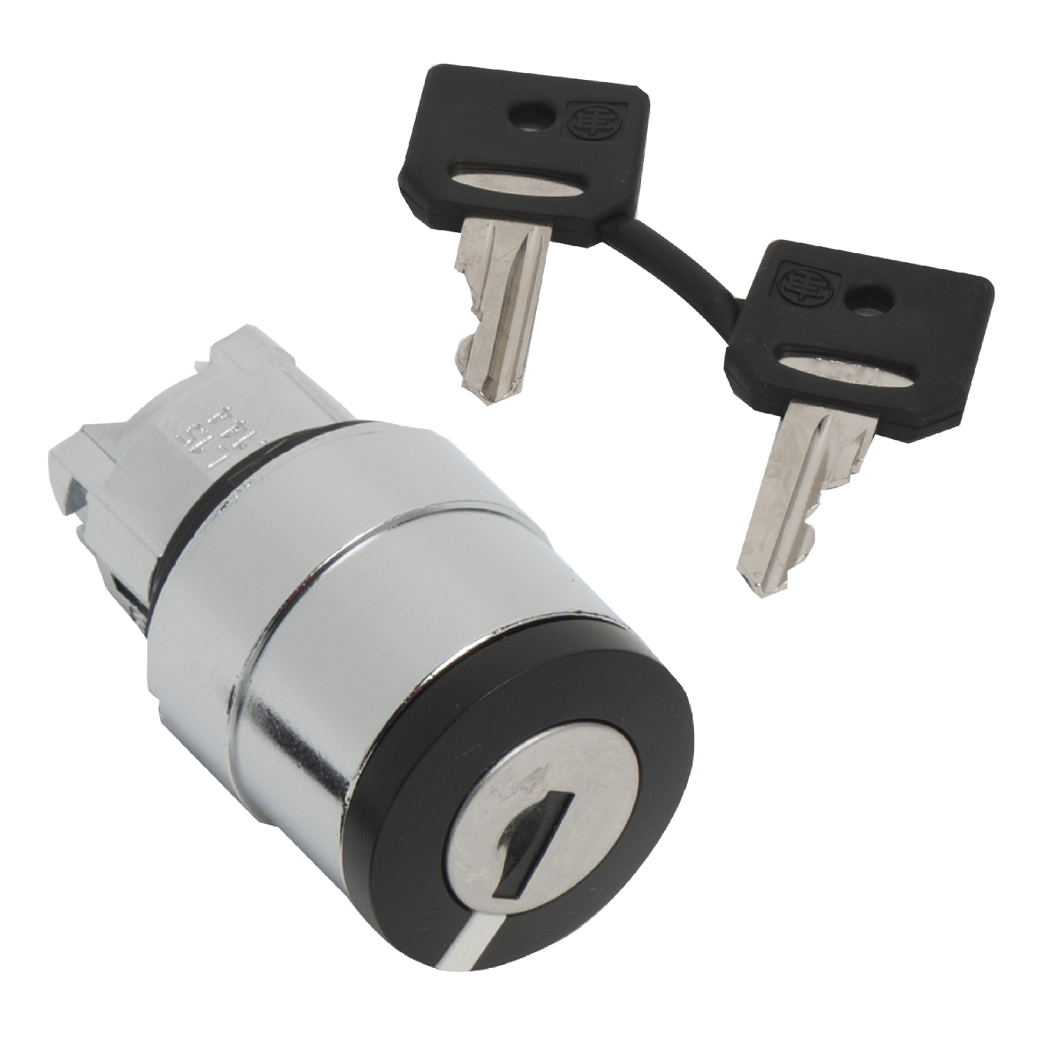 ZB4BG620 Harmony 2-Position 90 deg Spring Return Standard Selector Switch Head With 3131A Keylock, 22 mm, Round Shape, Chromium Plated Metal, Black