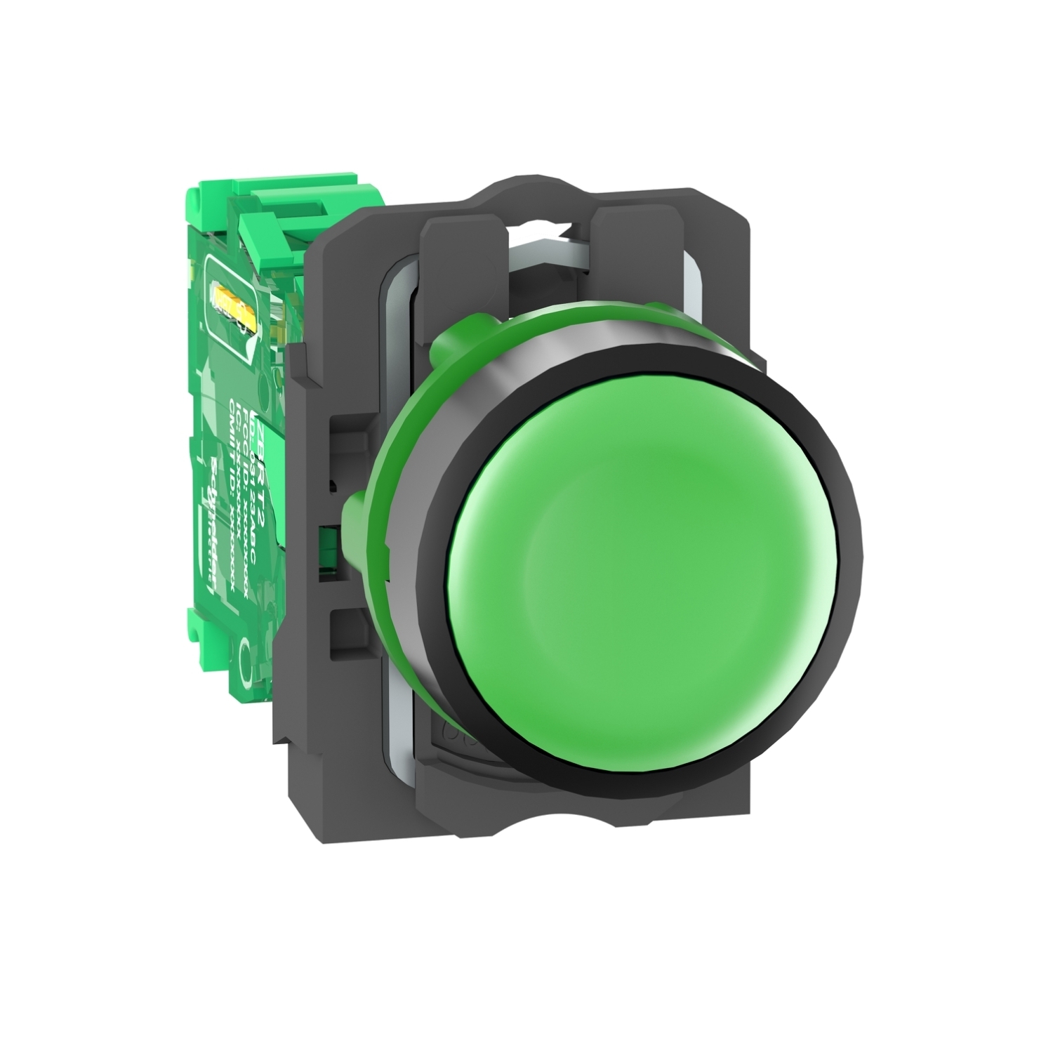 ZB5RTA3 Harmony Round Transmitter, For Use With XB5 22 mm Pushbutton, IP65 Enclosure, Plastic, Green