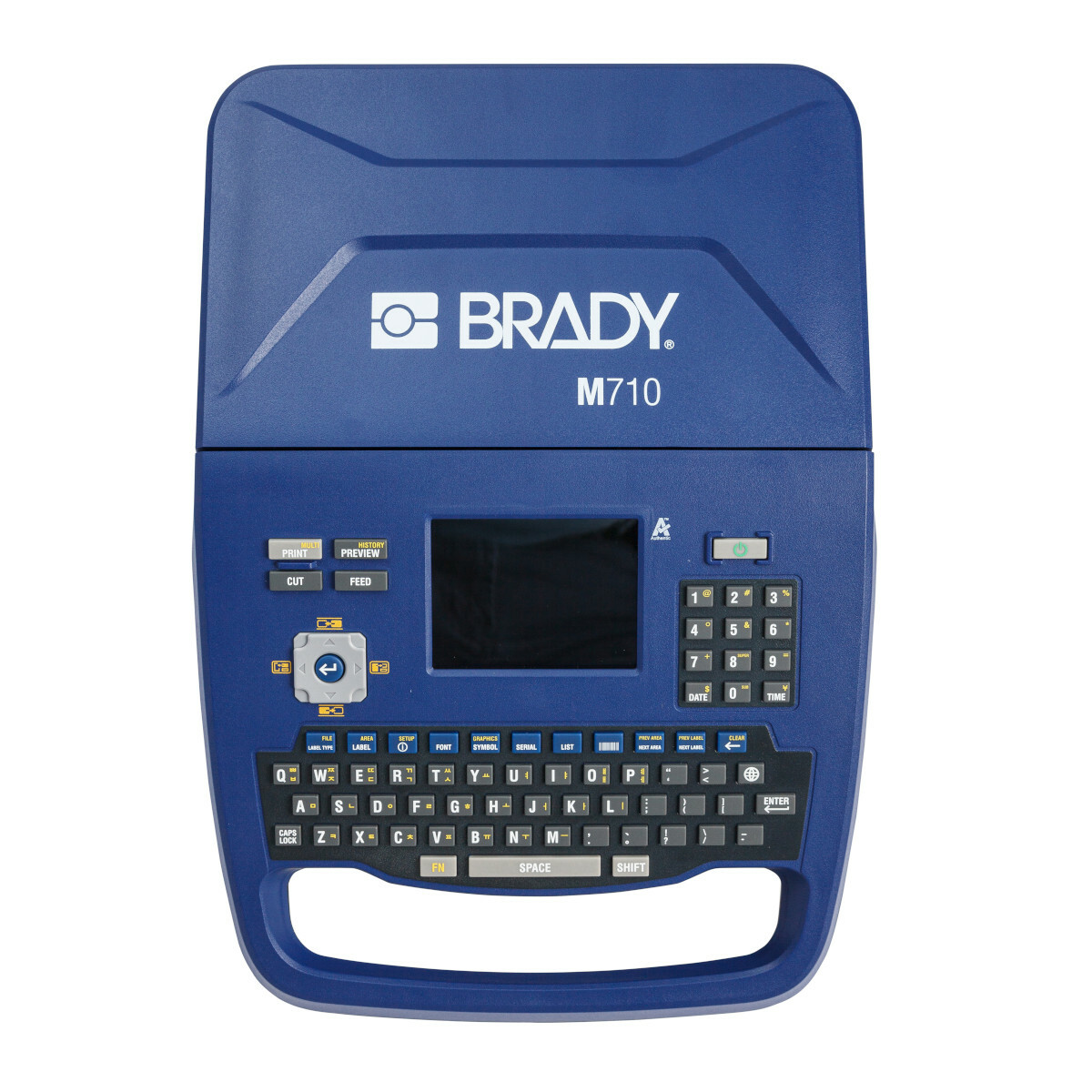 M710 Portable Label Printer, Thermal Transfer Print, 2 in W Tape, 4 - 174 Point Font, Power Source: Rechargeable Battery/AC Power, Color LCD Touch Screen Display