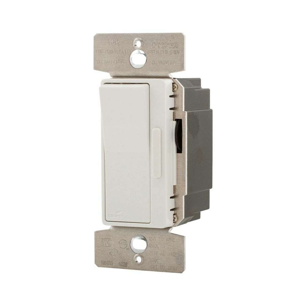 Eaton 0-10V decorator dimmer, Preset feature, #14  12 AWG, 120/277V, Back and side wiring, Slide actuator, light almond, white, ivory, 1000 sq ft coverage illumination, LED, FLR, single-pole, three-way, 1200W, 1660W, 736834