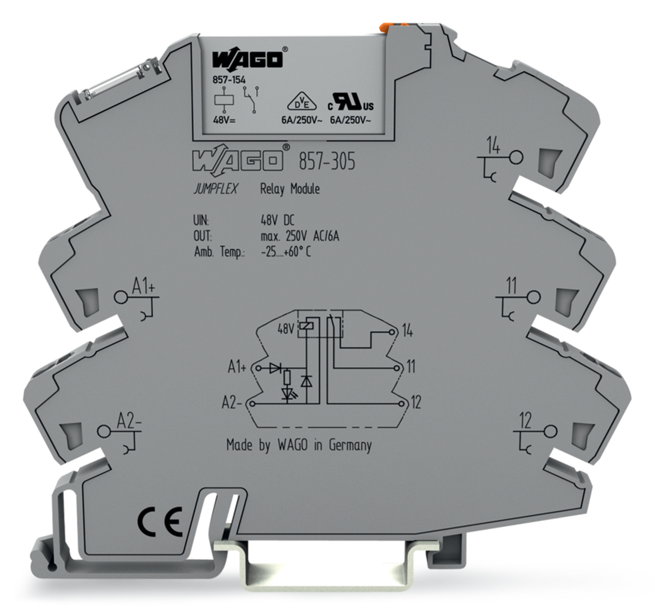 857-305 857 1 Changeover Contacts Relay Module, 6 A, 300 V V Coil