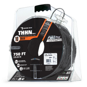105100901045 PullPro Copper THHN Wire, 10 AWG, Solid, Black, 750 ft