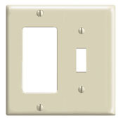 80405-I Decora Standard Size Combination Wall Plate, 2 Gangs, 4.56 in W x 4.5 in H, Thermoset, Ivory