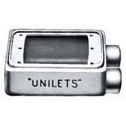 FSS150 Unilets Type FSS Heavy Duty Shallow Device Box With Internal Ground Screw, Malleable Iron, 25 cu-in Capacity, 1 Gangs, 2 Outlets, 2 Knockouts, 5.88 in H x 2.81 in W x 2 in D