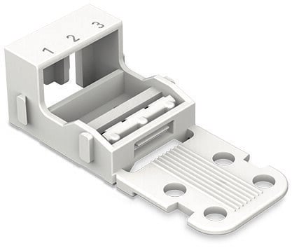 Mounting carrier for vertical mounting with snap-in mounting foot - Wago (221 series) - for 4mm2 - White color - compatible with 3-conductor term. blck.