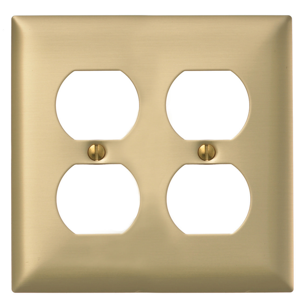 SB82 Standard Receptacle Wall Plate, 2 Gangs, 4-1/2 in W x 4-1/2 in H, Brass