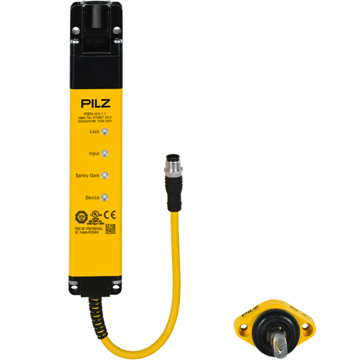 Safety Guard Locking Device, PSENmlock, Coded, Safety Switch and Actuator, Power Reset, 8-pin M12 Male Connector, 0.23m Cable, Sngle Connection