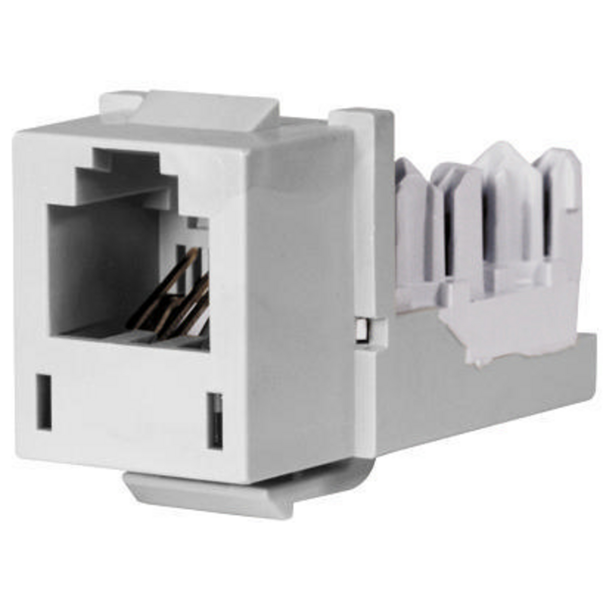HXJUW Standard Keystone Jack, 6-Position USOC Module, White