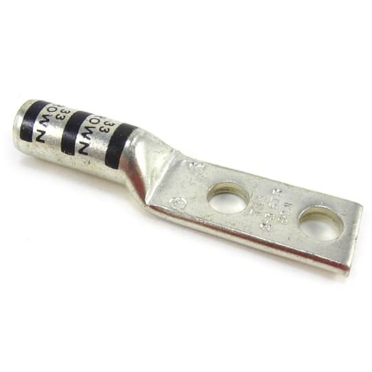 54856BE Color-Keyed 54800 2-Hole Non-Insulated Compression Lug, 2 AWG Copper Conductor, Die Code: 33, 5/16 in Stud, Copper