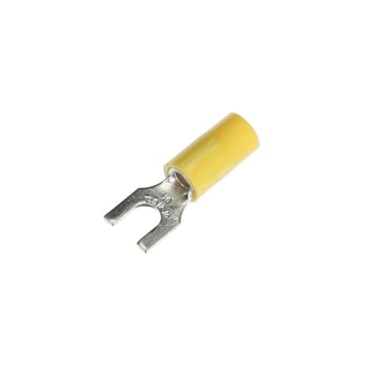 RB1157 Sta-Kon RB Series Insulated Fork Terminal, 18 to 14 AWG Conductor, 0.97 in L, Brazed Seam/Serrated Barrel, Copper, Blue