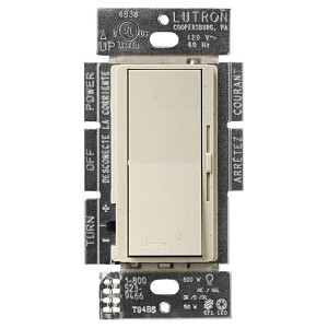 DVSCCL-153P-ST Diva C.L 3-Way Designer Style Dimmer Switch, 120 VAC, 1 Poles, Slide-to-Bright/Dim Operation, Stone