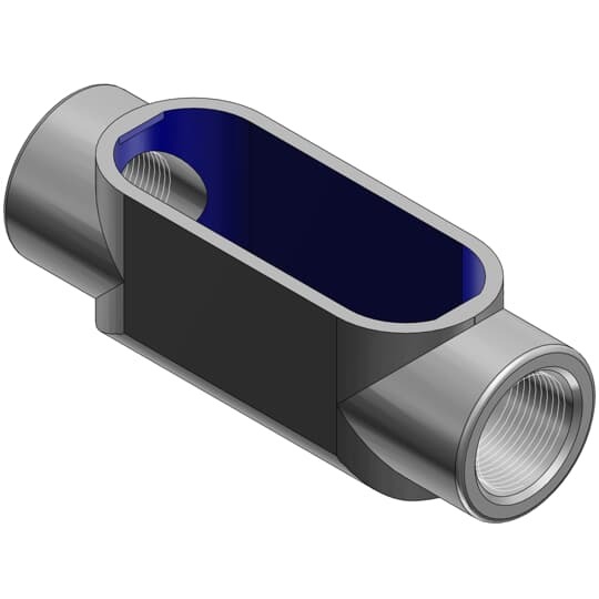 C27 T&B BlueKote Type-C Conduit Body, 3/4 in Hub, Form 7 Form, 6.6 cu-in Capacity, Malleable Iron, Epoxy Powder Coated/Zinc Plated